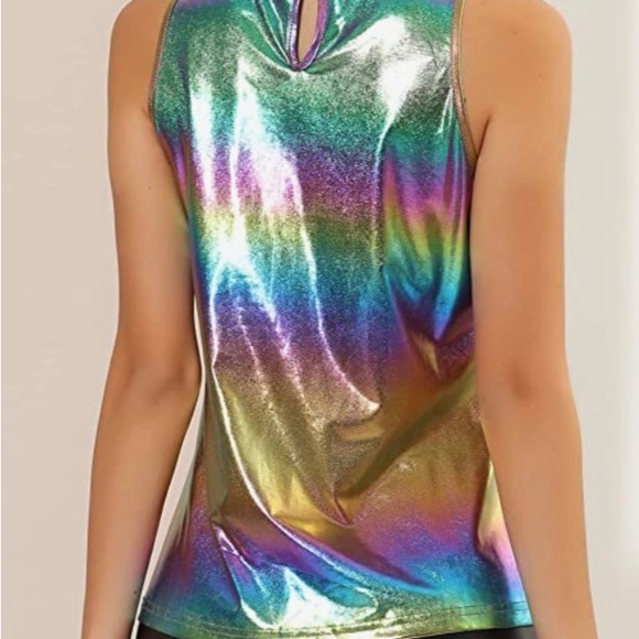 NWT colorful metallic stretchy sleeveless shirt - Medium - Picture 4 of 6